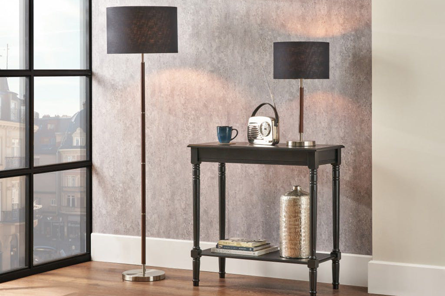 Gianni Floor Lamp | Silver/Wood Effect-2