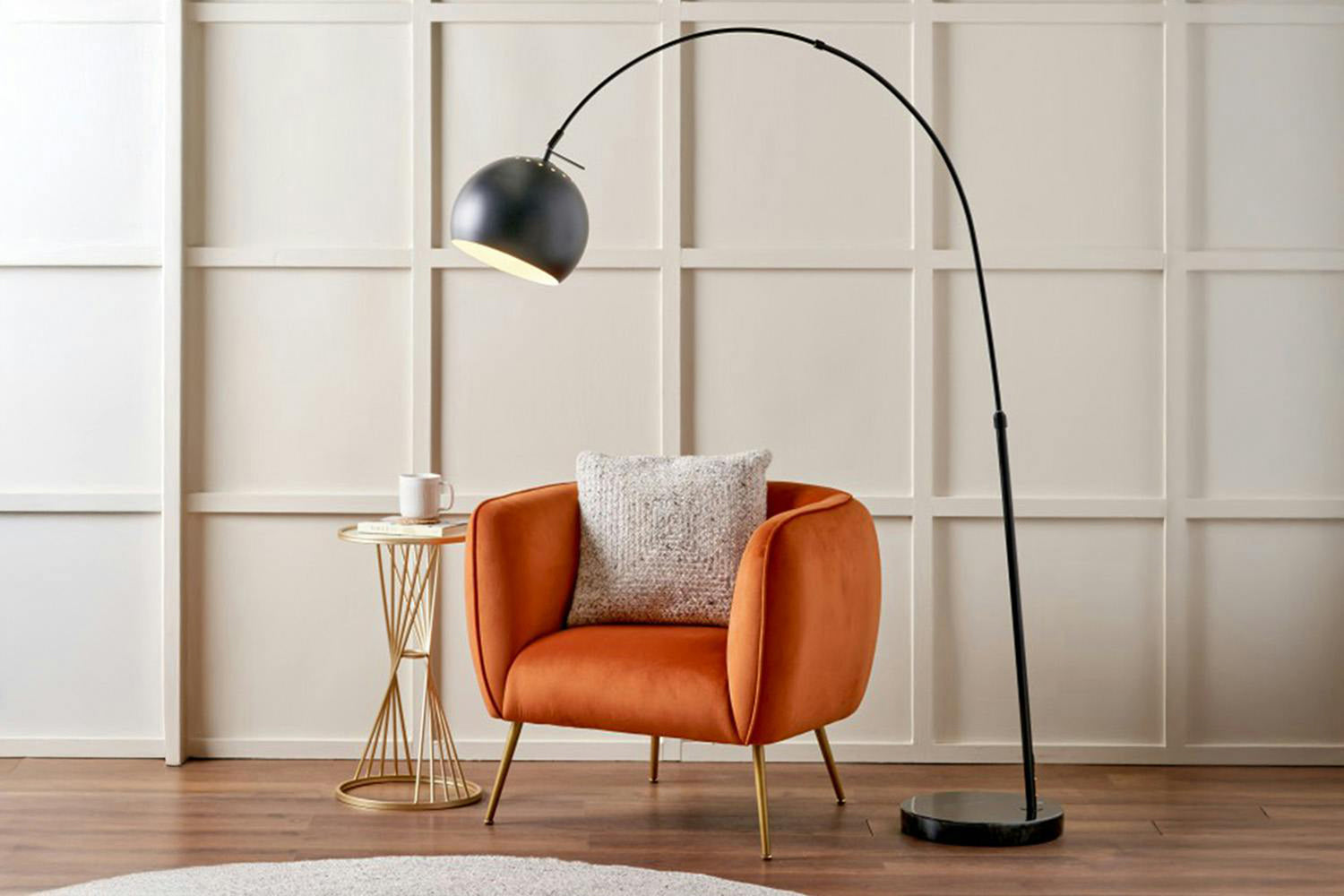 Feliciani Metal & Marble Floor Lamp-2