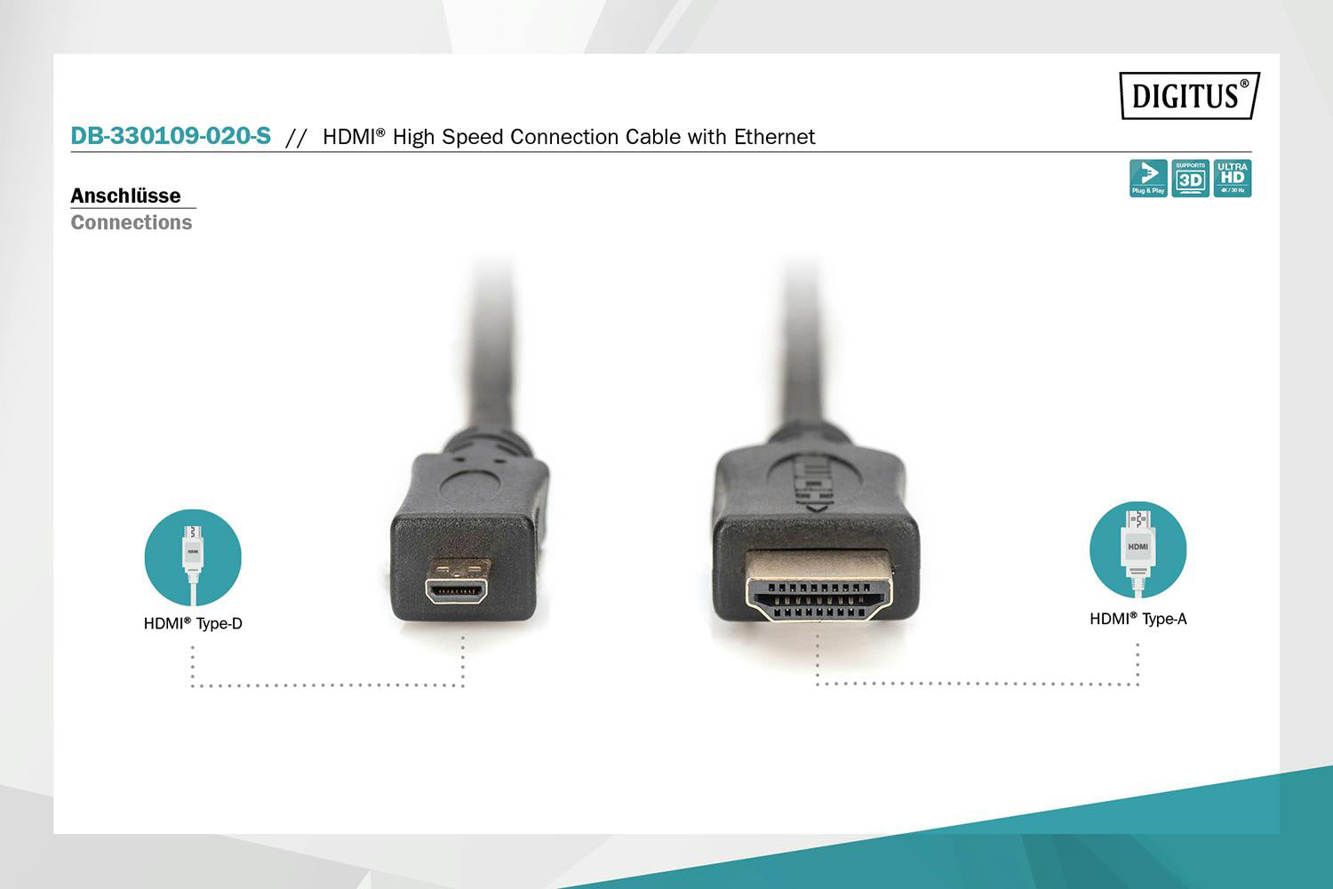 Digitus HDMI Type-D to Type-A Cable | 2m-4