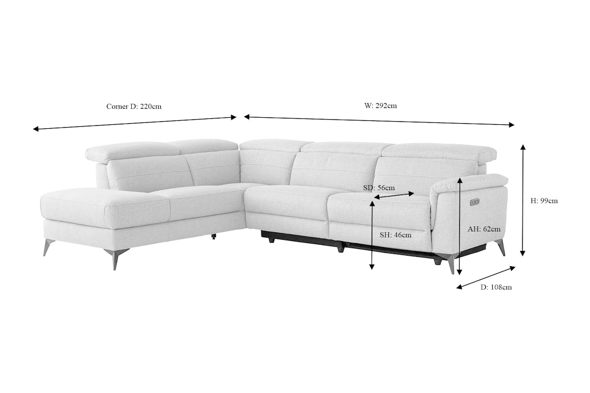 Penny Chaise Sofa | Power Recliner | Fabric | Grey-3