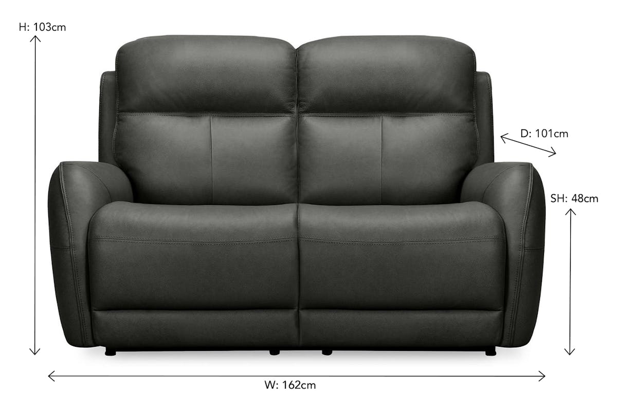 Harri 2 Seater Sofa | Leather | Power Recliner | Zero Gravity | Charcoal-2