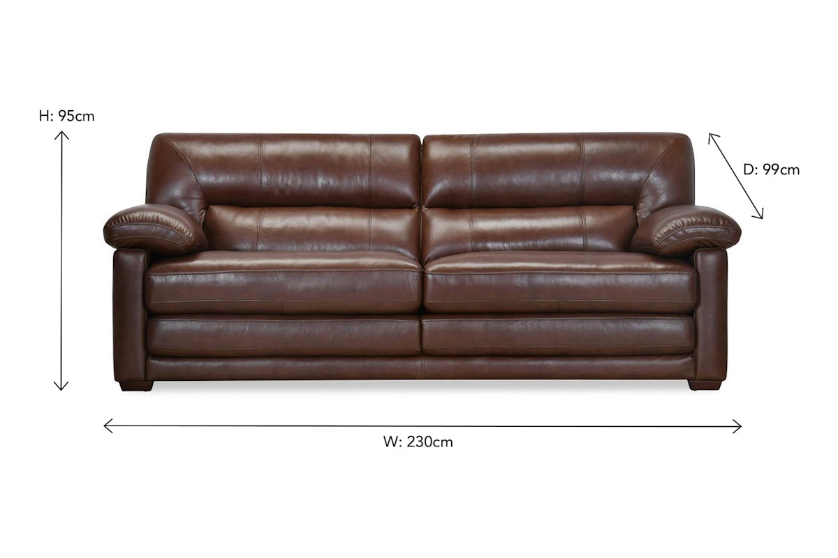 Lacey 3 Seater Leather Sofa | Brown-2