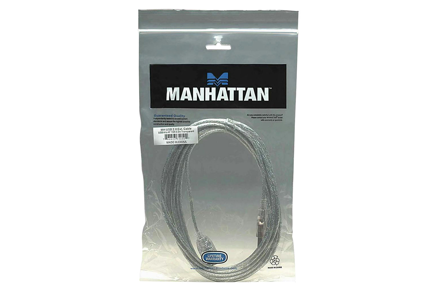 Manhattan Hi-Speed USB Extension Cable | Translucent Silver-5