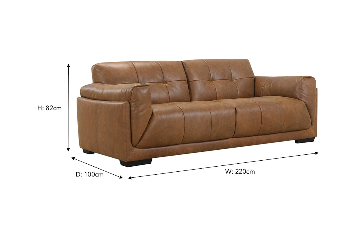 Toni 3 Seater Sofa | Leather | Brown-3