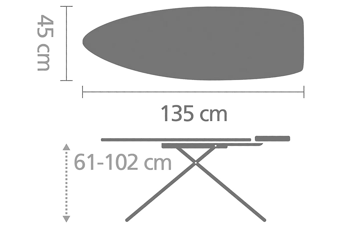Brabantia Steam Ironing Board D | Titan Oval | 135 x 45 cm-6