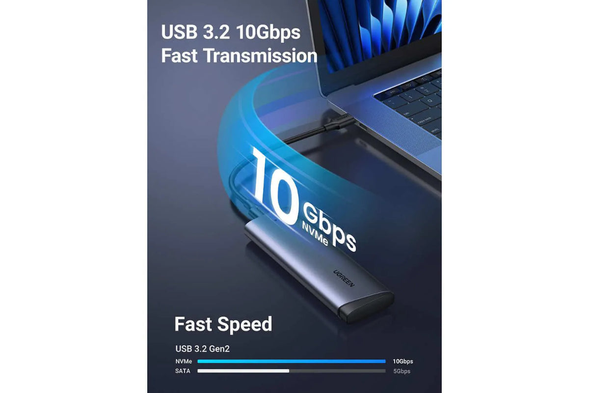 UGREEN USB-C External M.2 NVMe SATA SSD USB 3.2 Gen 2 Enclosure | Grey-4