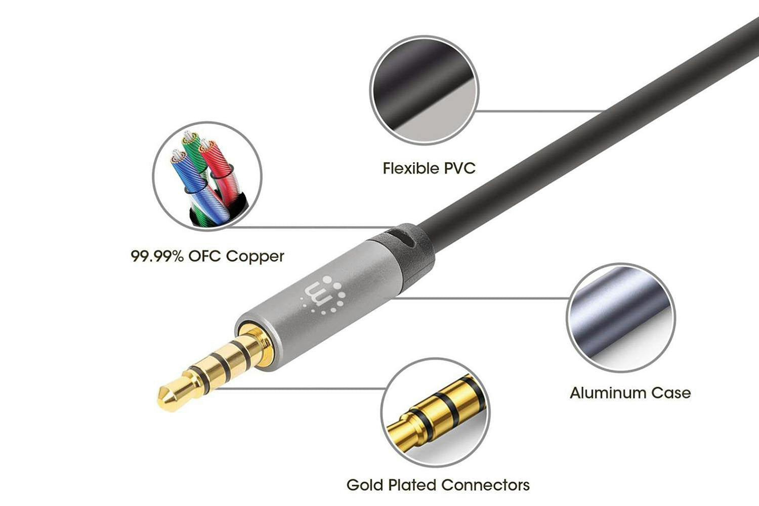 Manhattan 3.5 mm Stereo Audio Aux Cable | 2m-6