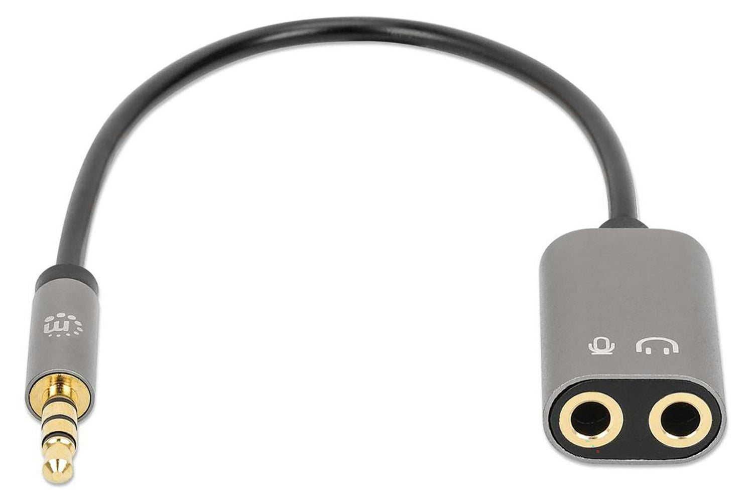 Manhattan Stereo Audio Aux Y-Splitter with Adapter Cable | Black