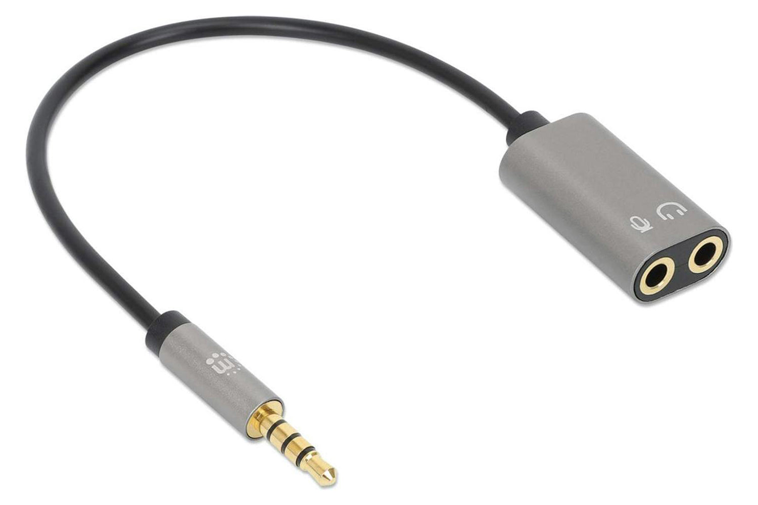 Manhattan Stereo Audio Aux Y-Splitter with Adapter Cable | Black-4