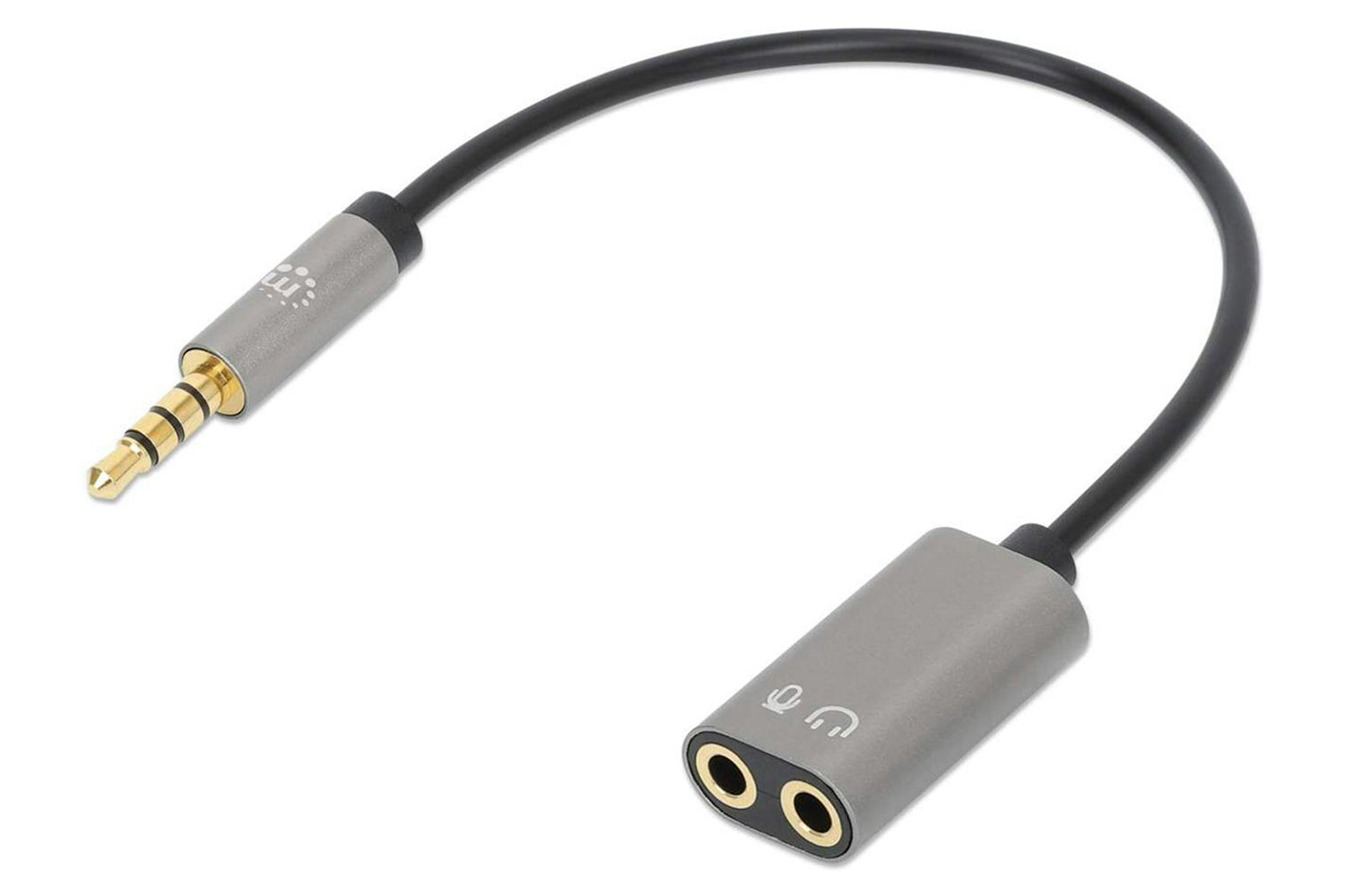 Manhattan Stereo Audio Aux Y-Splitter with Adapter Cable | Black-5