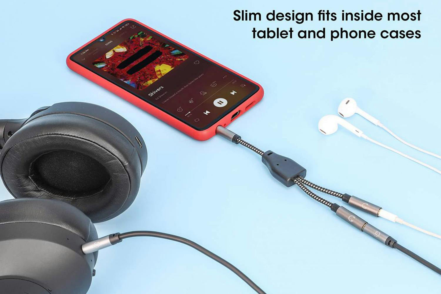 Manhattan Stereo Audio Aux Headphone Y-Splitter Cable | Black/Silver-2
