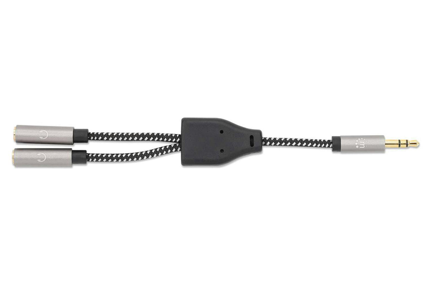 Manhattan Stereo Audio Aux Headphone Y-Splitter Cable | Black/Silver-4