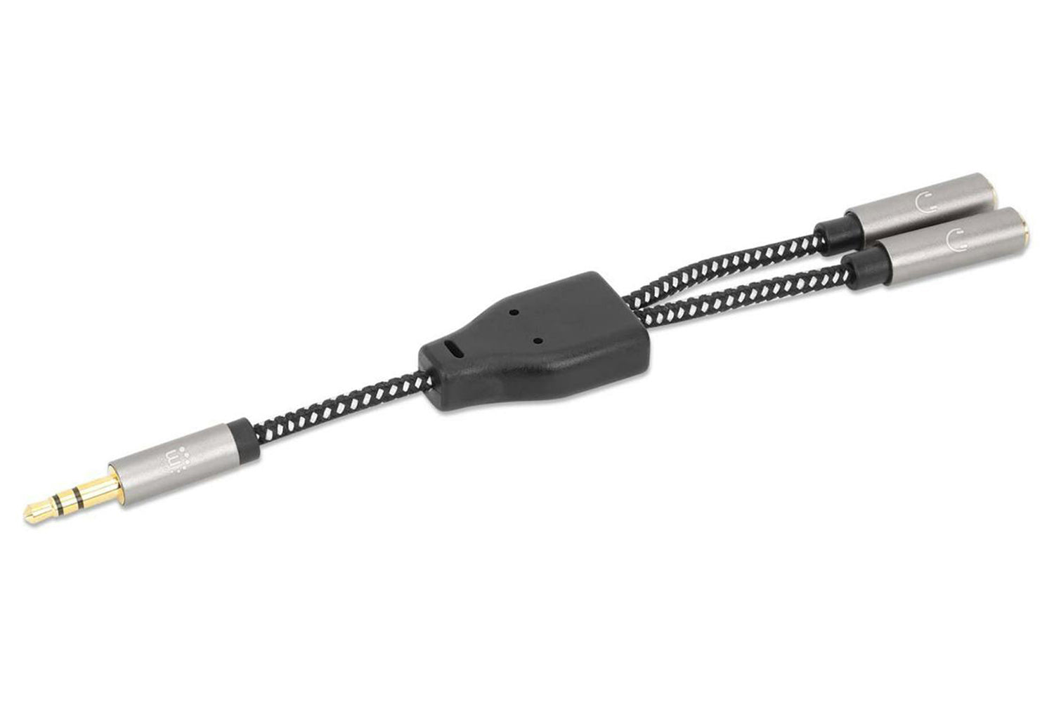 Manhattan Stereo Audio Aux Headphone Y-Splitter Cable | Black/Silver-5