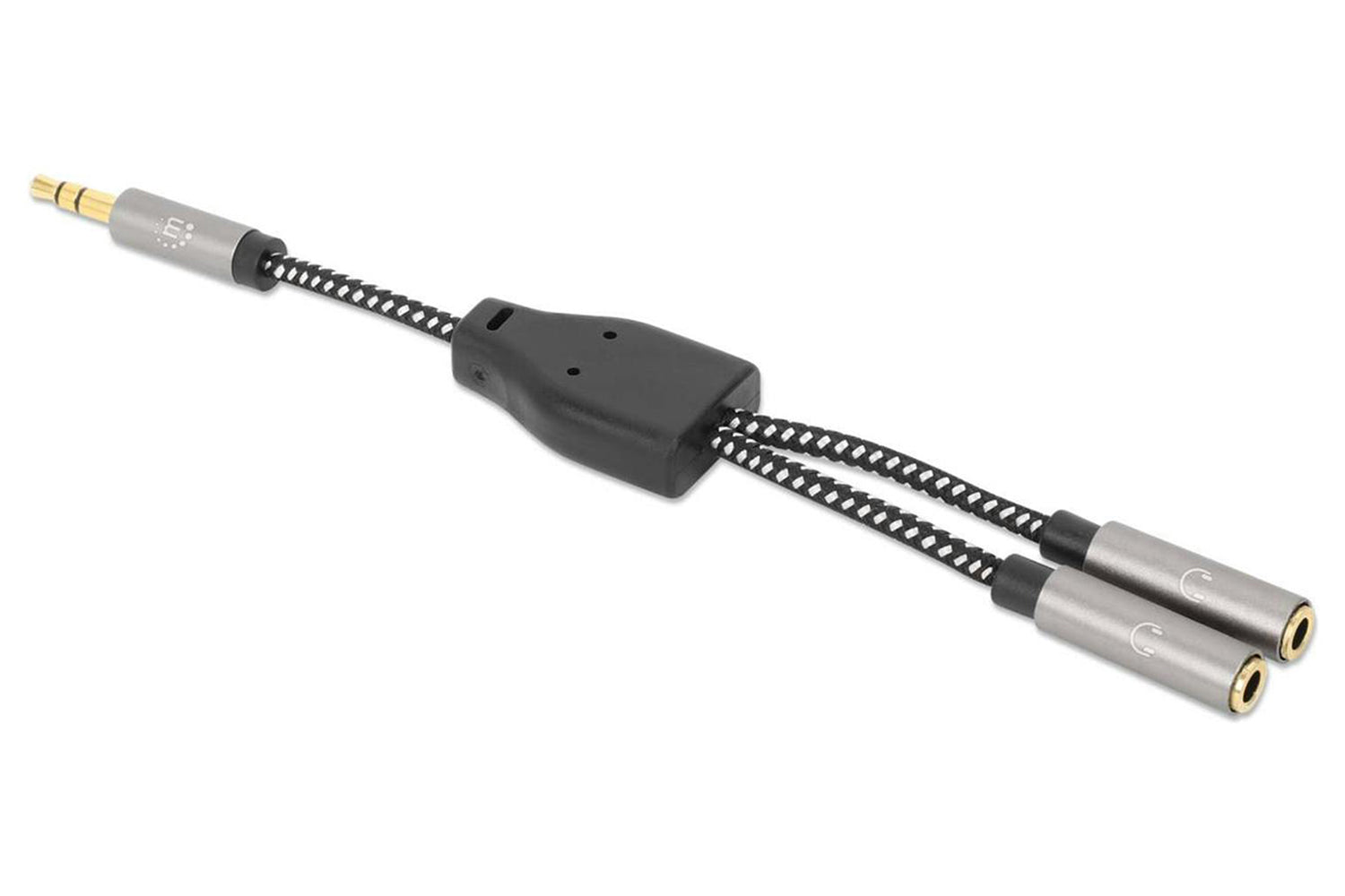 Manhattan Stereo Audio Aux Headphone Y-Splitter Cable | Black/Silver-6