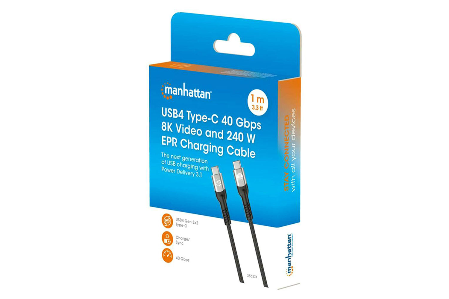Manhattan USB4 Type-C Charging Cable | Black-3
