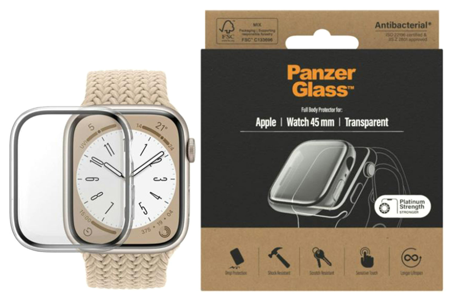 PanzerGlass Full Body Apple Watch Series 9/7/8 Screen Protector | 45MM | Clear-3