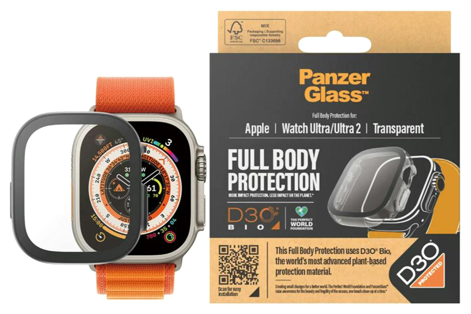 PanzerGlass Screen Protector Full Body Apple Watch Ultra 49mm | Transparent-3