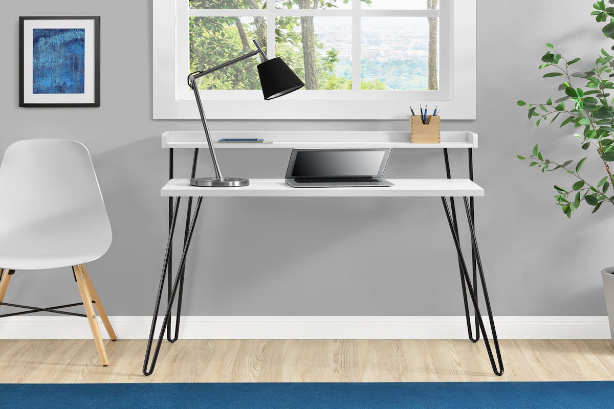 Dorel Haven Retro Desk with Riser | White-2