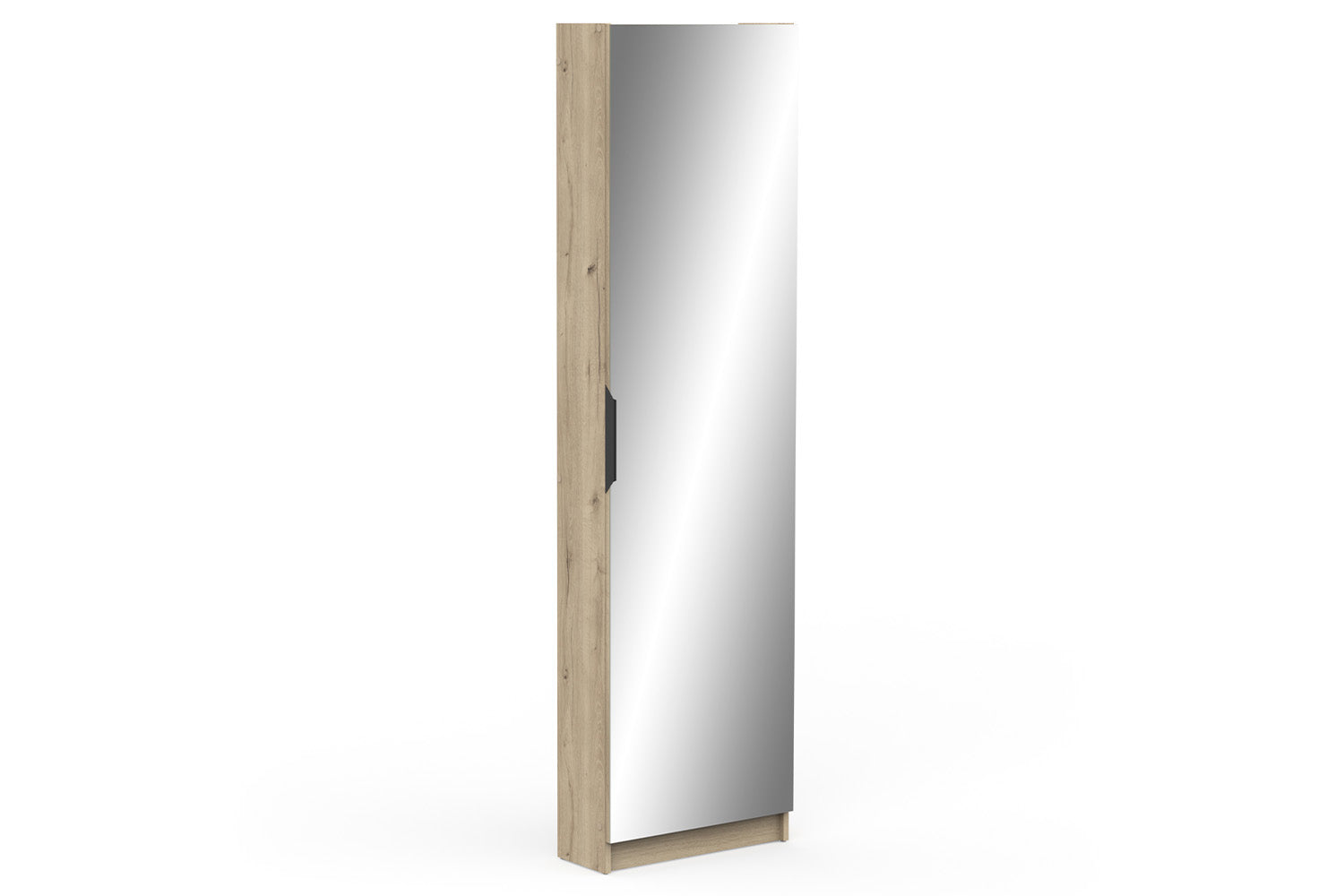 Blokty Shoe Storage Cabinet with Mirrored Door | Oak Effect-2