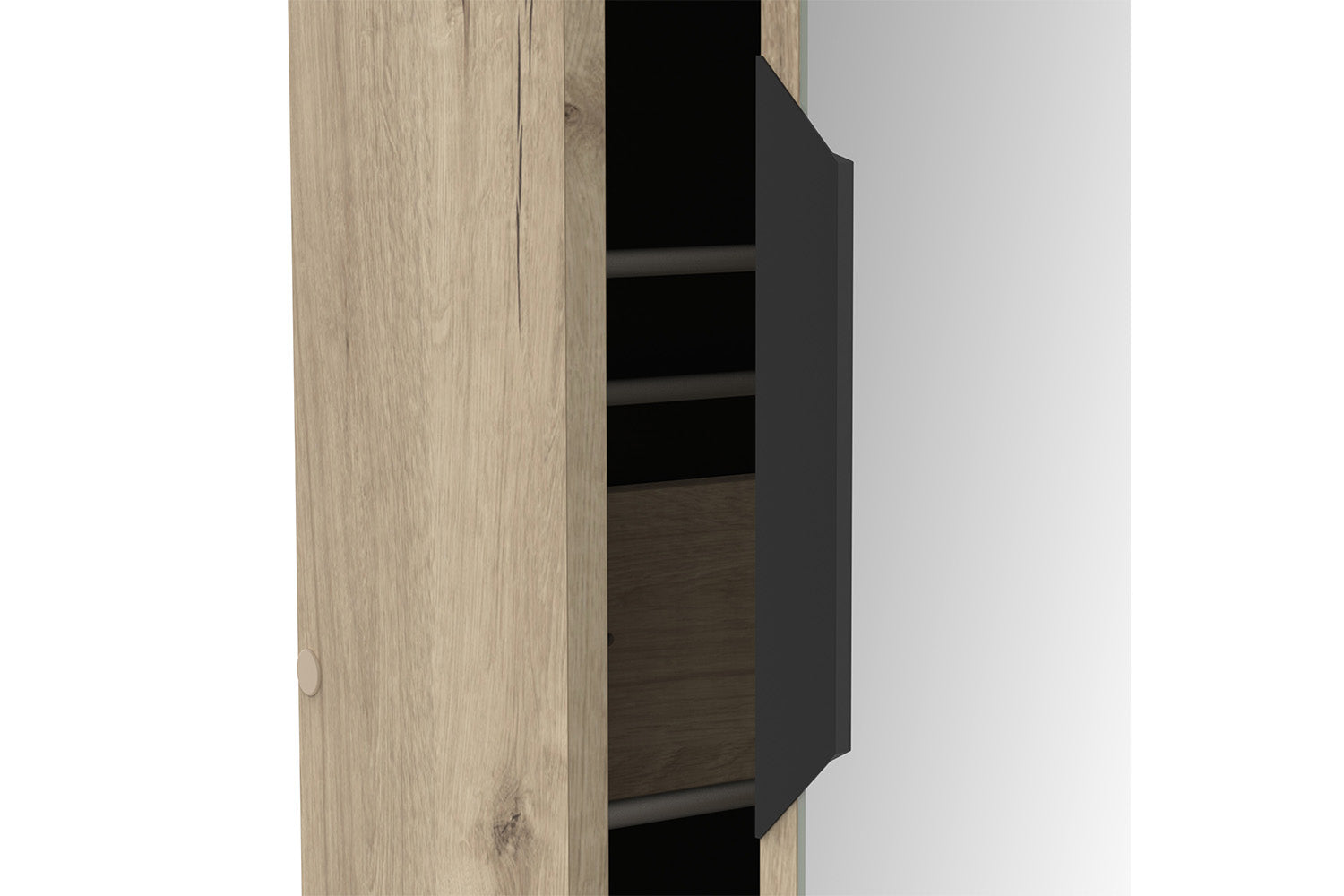 Blokty Shoe Storage Cabinet with Mirrored Door | Oak Effect-5