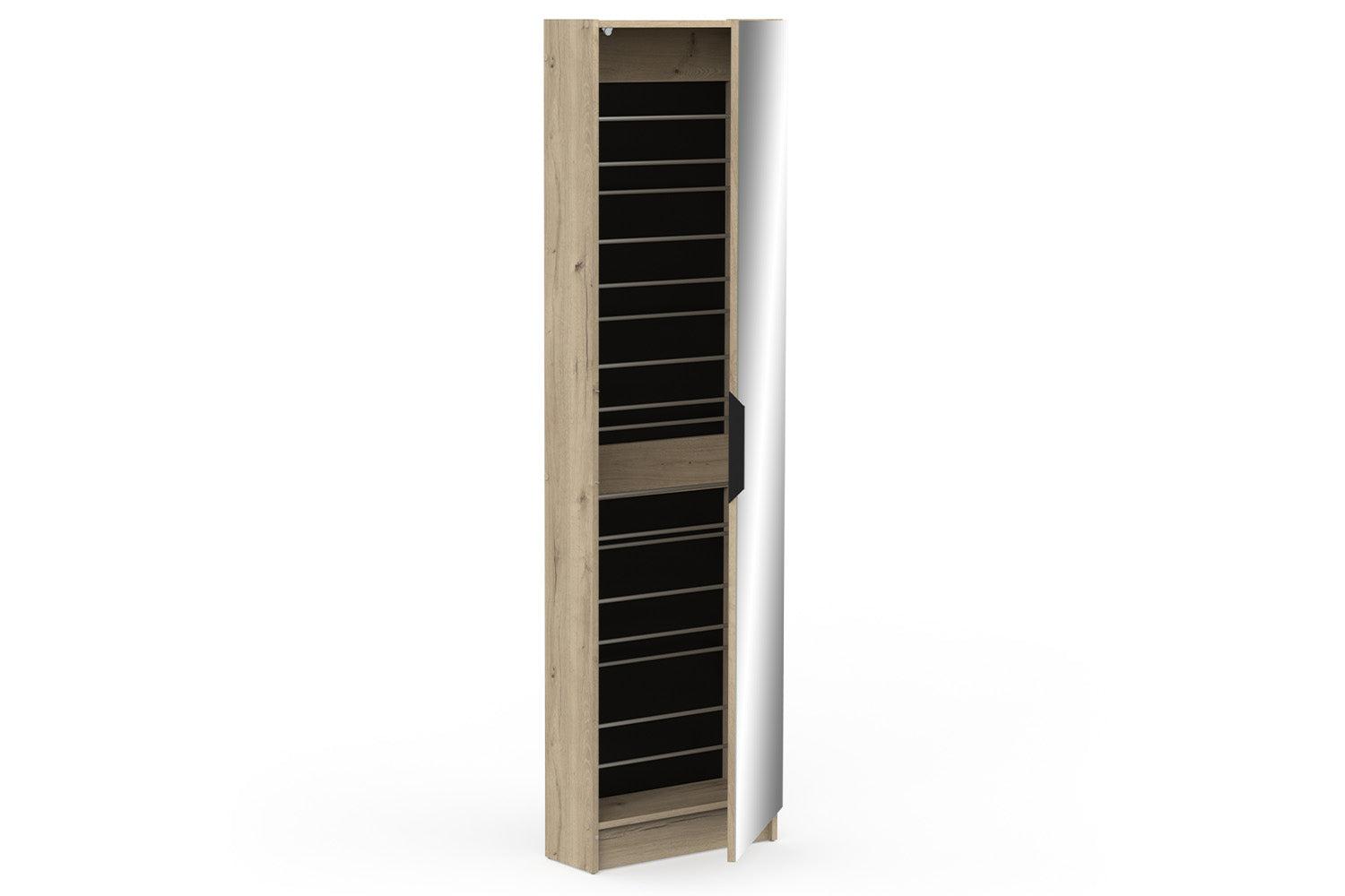 Blokty Shoe Storage Cabinet with Mirrored Door | Oak Effect-4