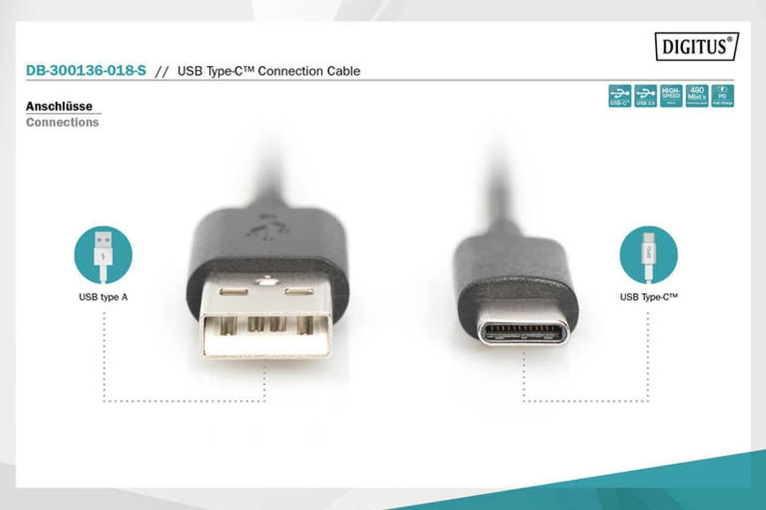 Digitus USB Type-C to Type-A Connection Cable | 1.8m-5