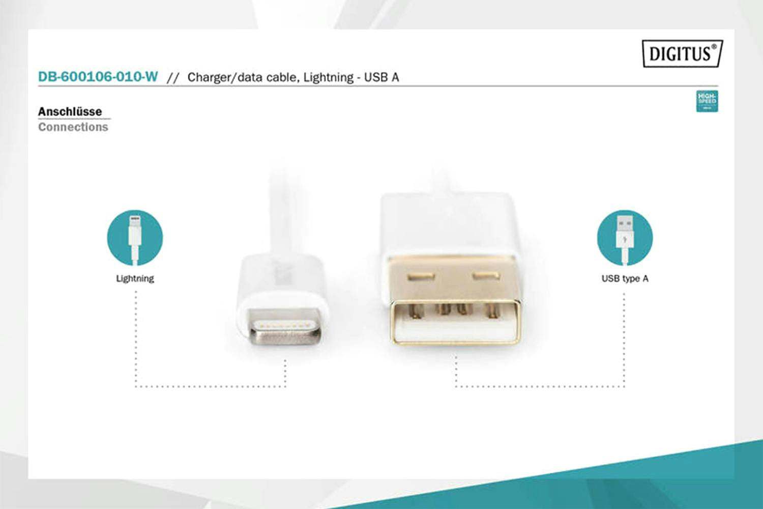 Digitus iPhone Lightning to USB-A Charger Cable | 1m-9