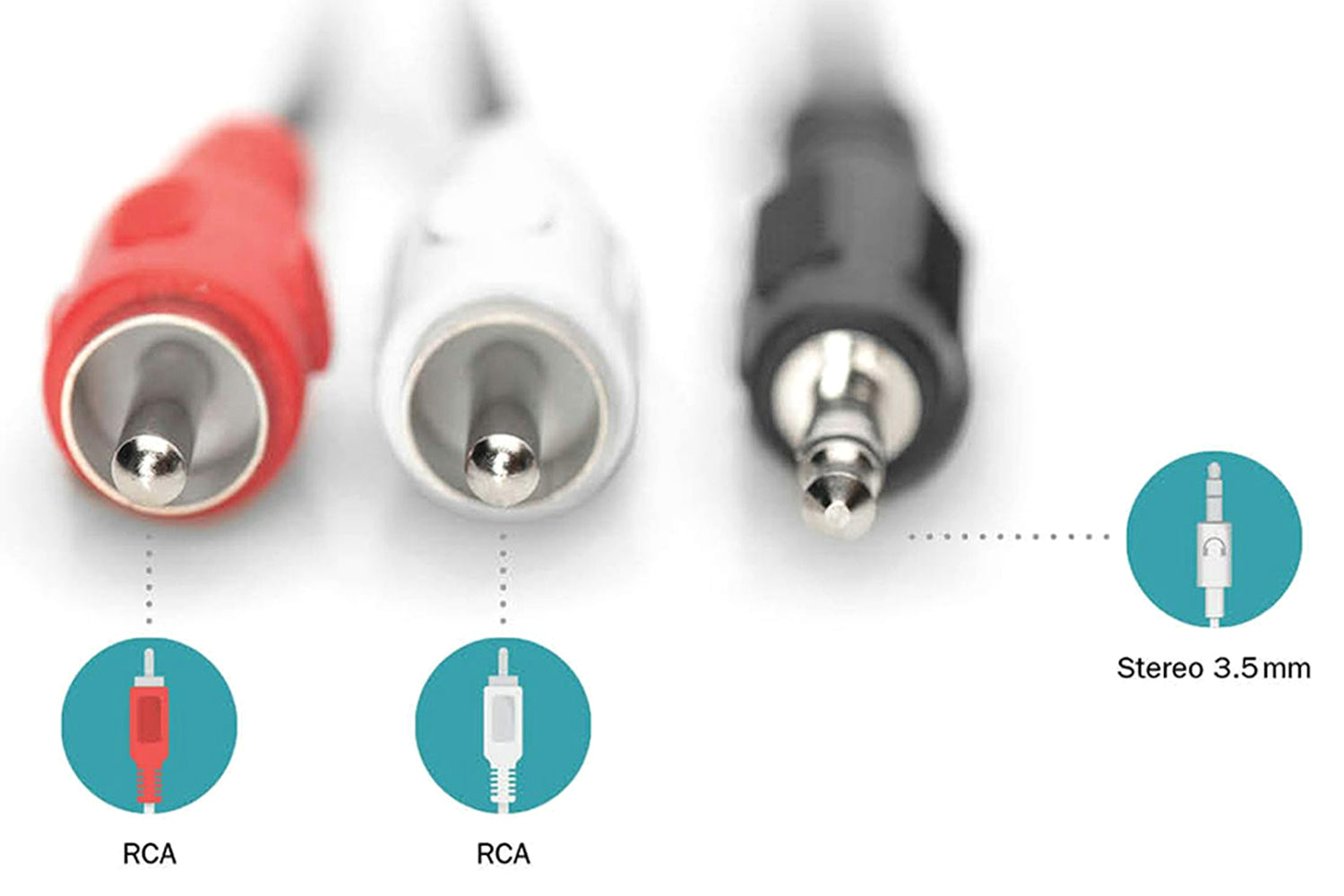 Digitus 3.5mm 2 x RCA Audio Adapter Cable | 2.5m-2