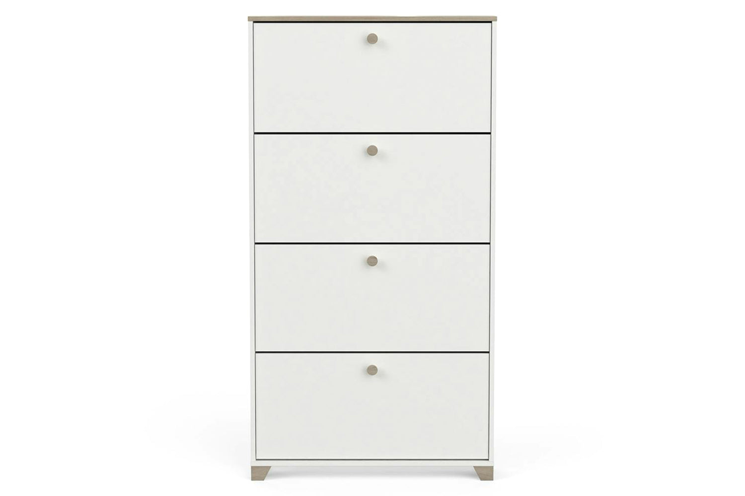Izzy Shoe Storage Cabinet | 4 Drawer | White/Oak Effect