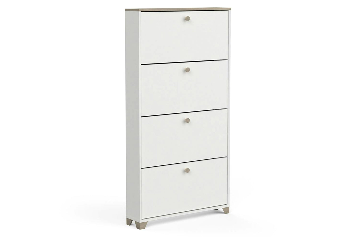 Izzy Shoe Storage Cabinet | 4 Drawer | White/Oak Effect-5