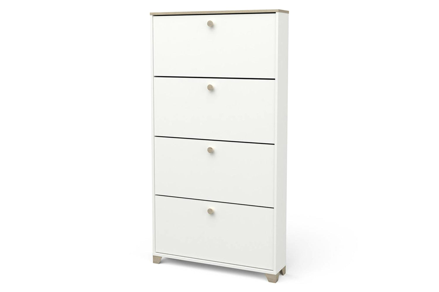 Izzy Shoe Storage Cabinet | 4 Drawer | White/Oak Effect-6