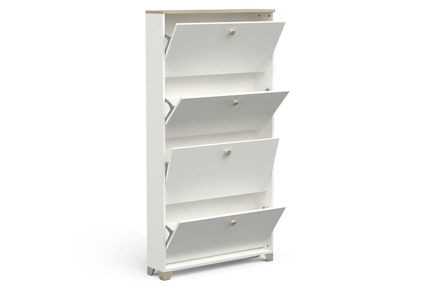 Izzy Shoe Storage Cabinet | 4 Drawer | White/Oak Effect-8