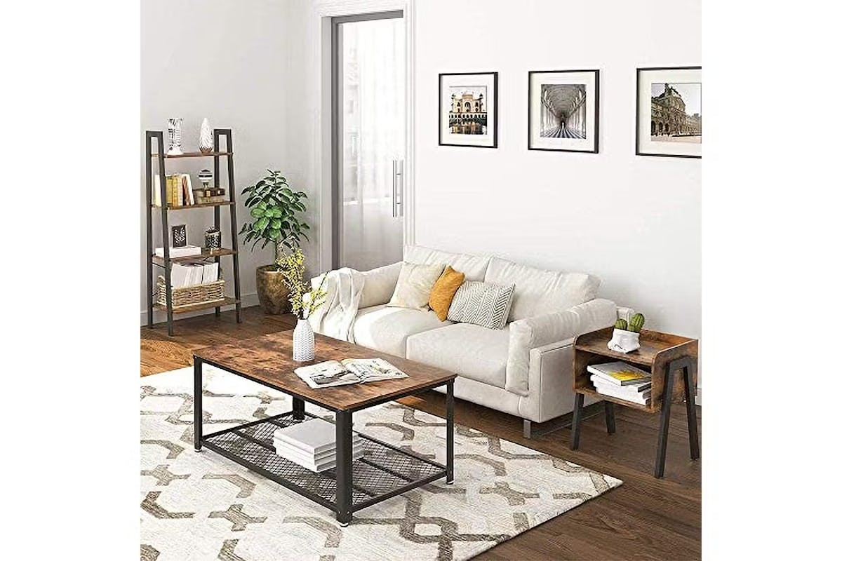 Vasagle End Side Coffee Table with Open Front Storage Compartment | Vintage Brown/Black [Ex-Display - DC250587-000127]-2
