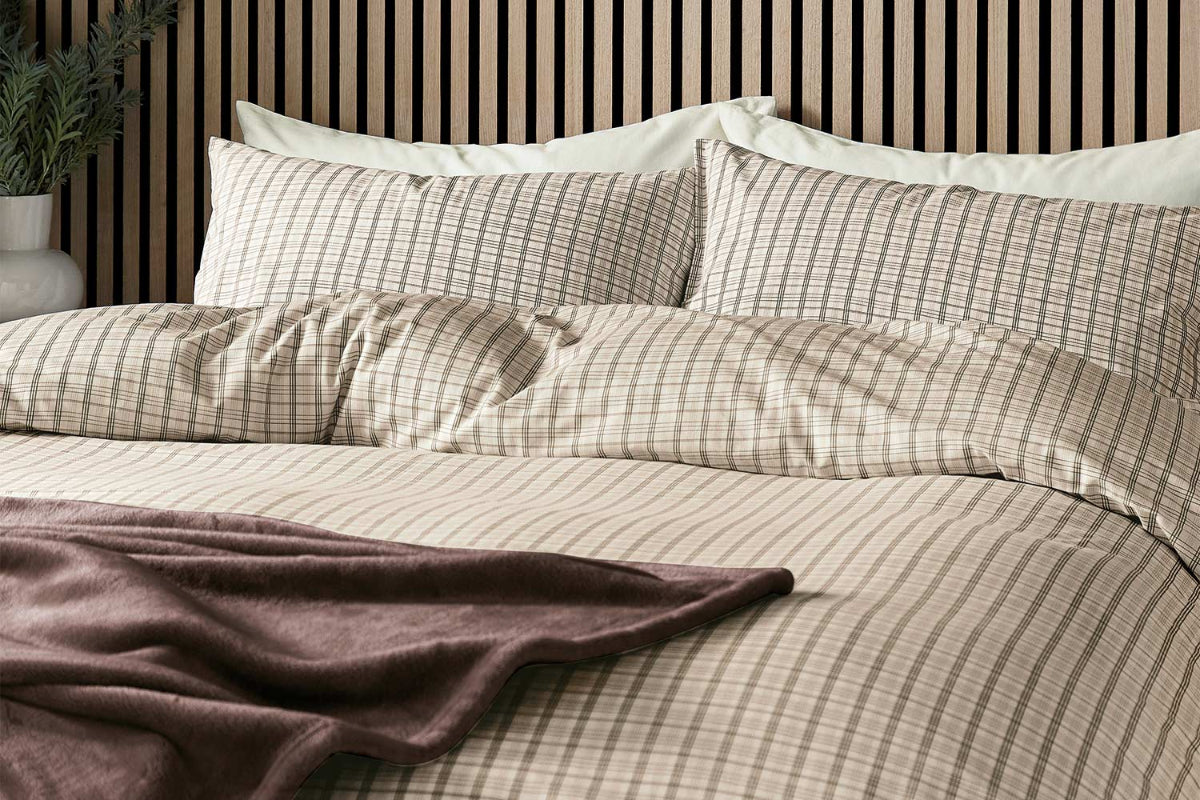 Calico & Chalk | Tranquil Check Duvet Cover Set | Chocolate | Double-3