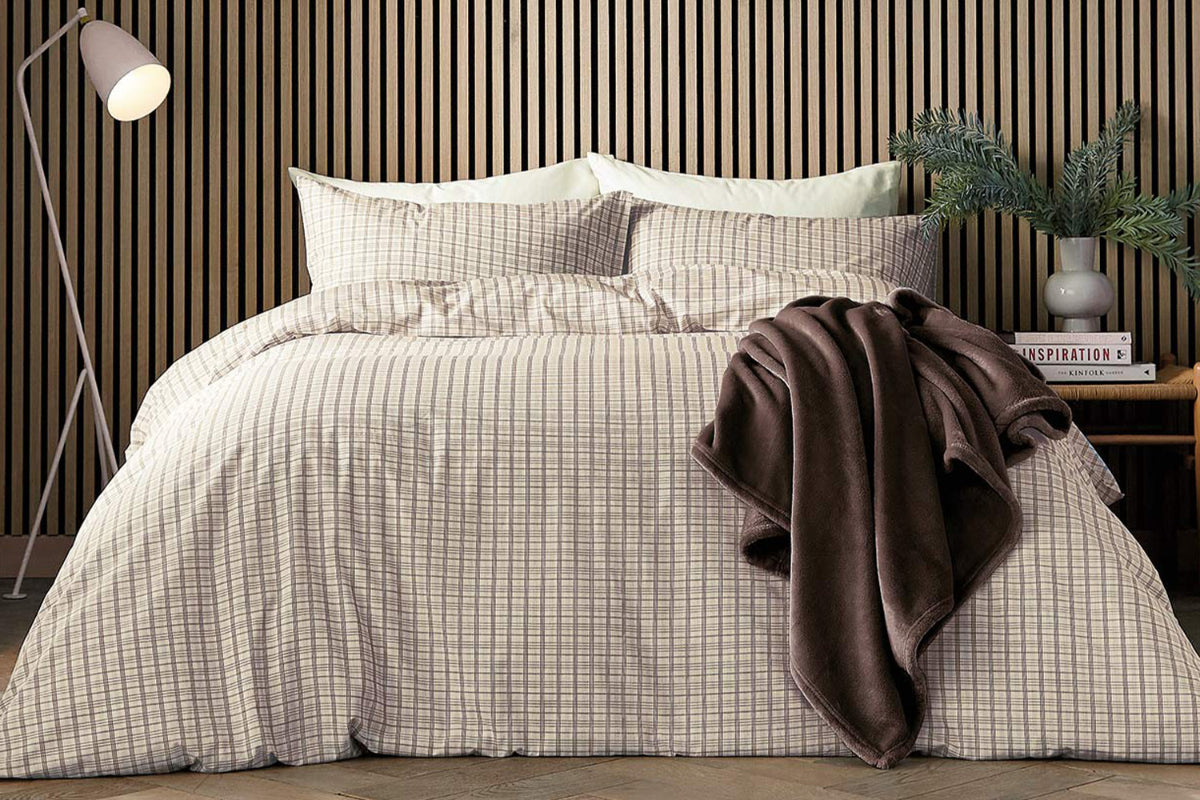 Calico & Chalk | Tranquil Check Duvet Cover Set | Chocolate | Double