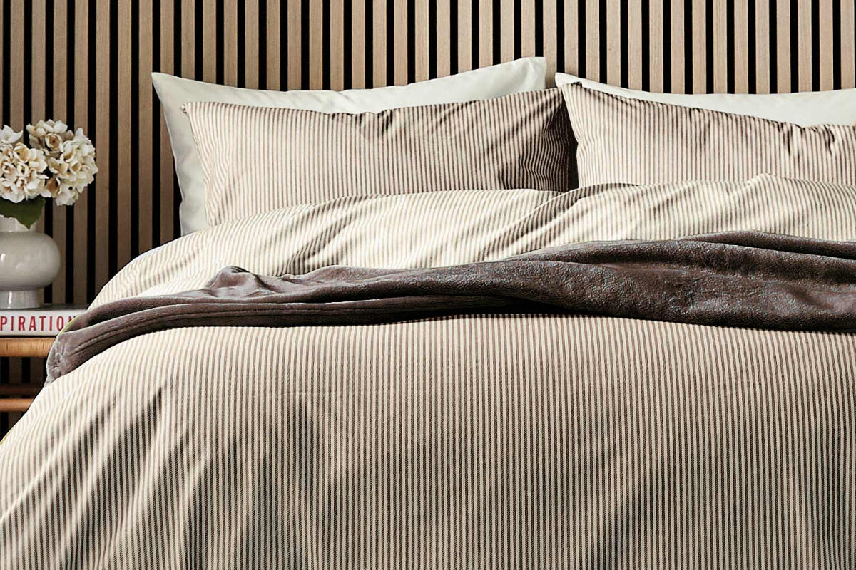 Calico & Chalk | Twill Stripe Duvet Cover Set | Chocolate | King-2