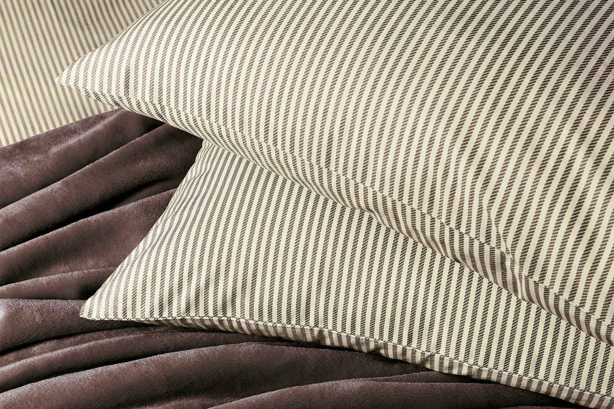 Calico & Chalk | Twill Stripe Duvet Cover Set | Chocolate | Super King-4