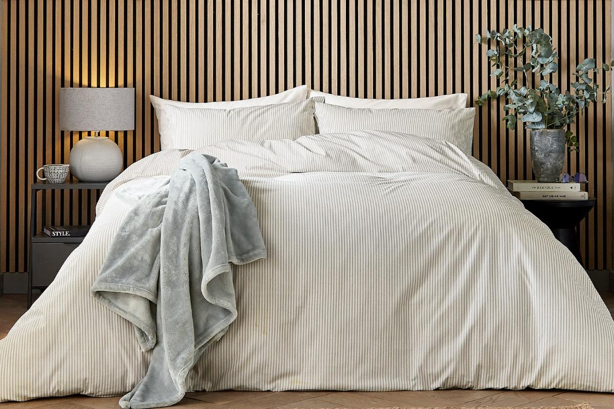 Calico & Chalk | Twill Stripe Duvet Cover Set | Grey | Super King