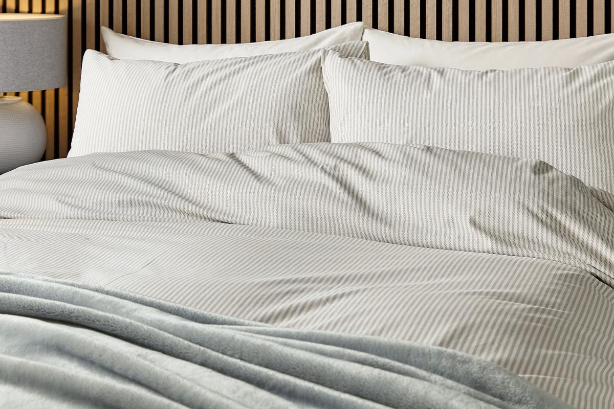 Calico & Chalk | Twill Stripe Duvet Cover Set | Grey | Super King-2