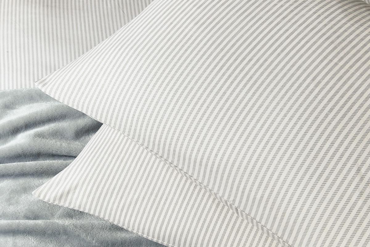 Calico & Chalk | Twill Stripe Duvet Cover Set | Grey | Super King-3