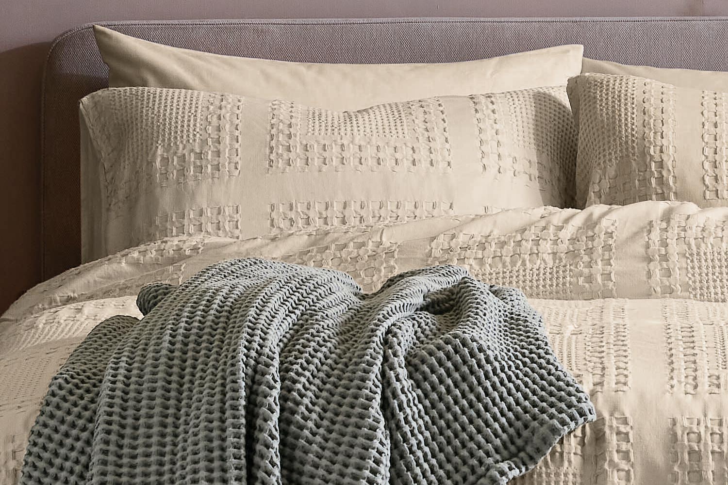 Murmur | Maeve Waffle Duvet Cover Set | Cream |  King-3