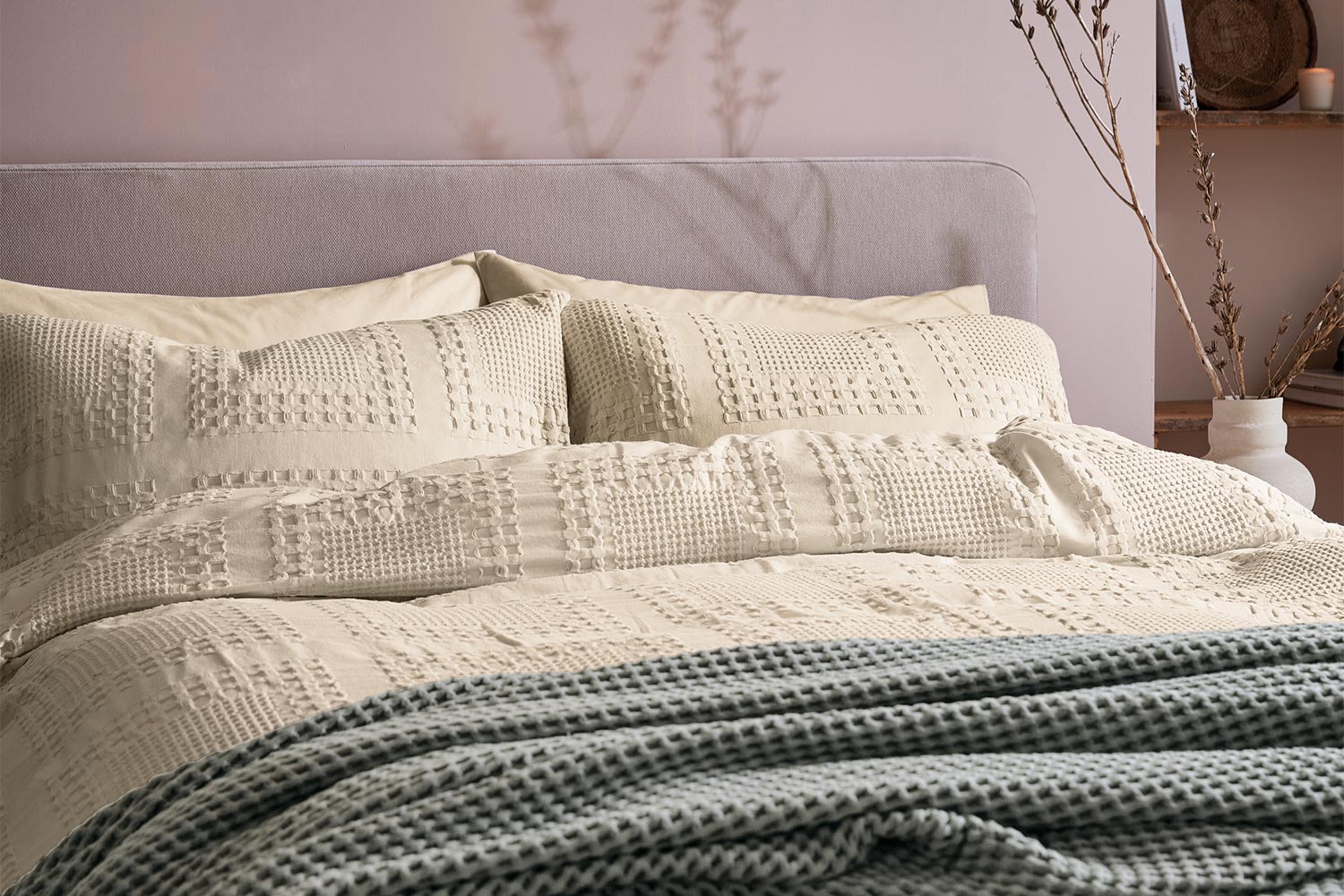 Murmur | Maeve Waffle Duvet Cover Set | Cream |  King-2