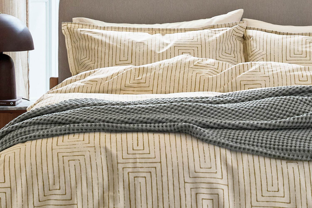 Murmur | Pia Duvet Cover Set | Ochre | Super King-3