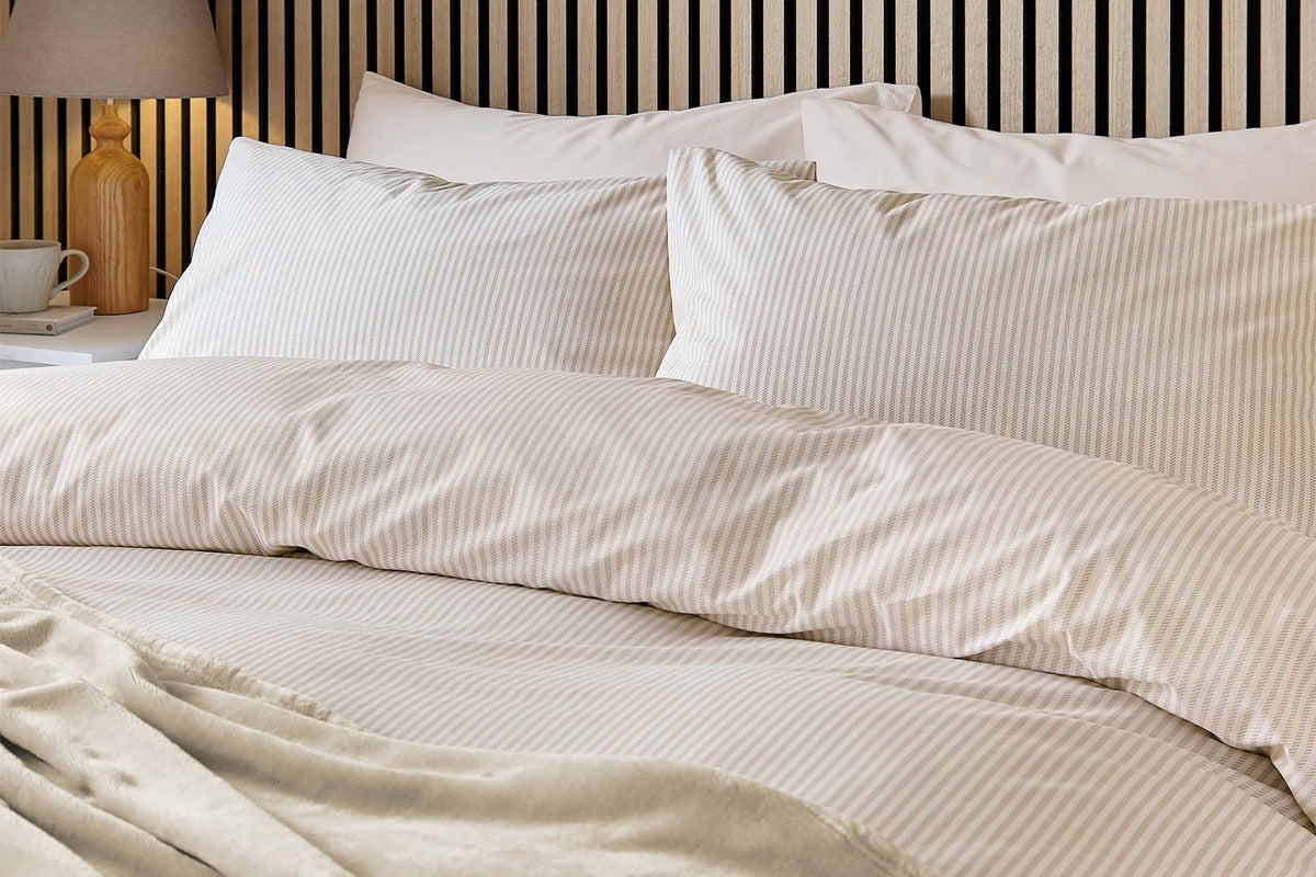 Calico & Chalk | Twill Stripe Duvet Cover Set | Linen | King-3