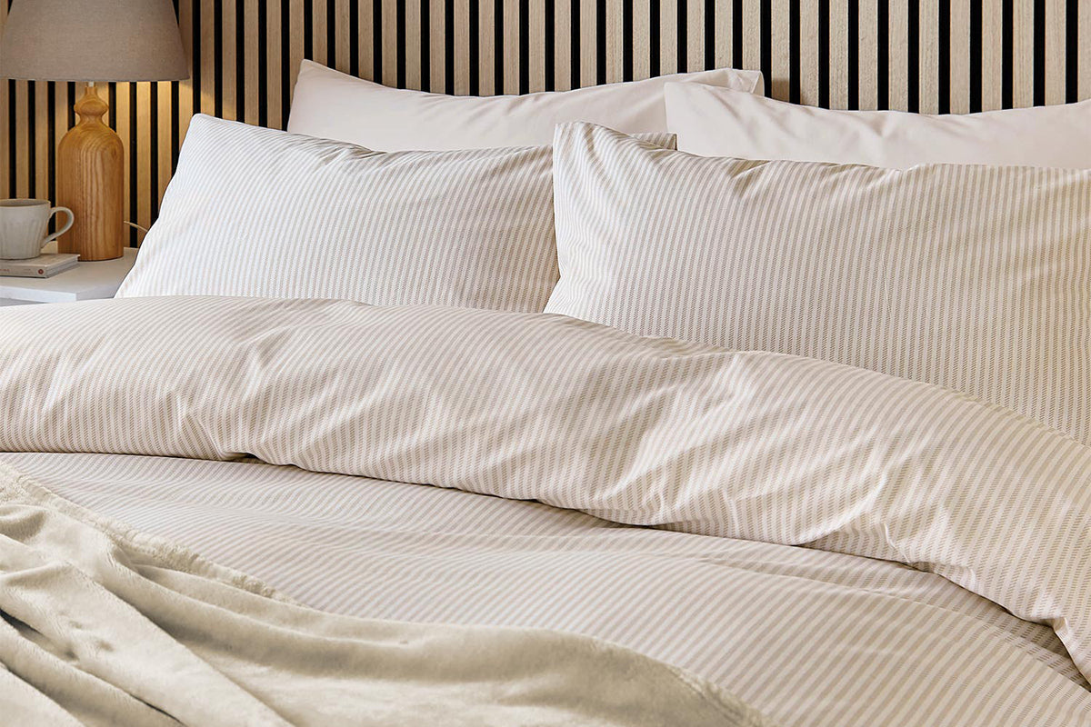 Calico & Chalk | Twill Stripe Duvet Cover Set | Linen | Super King-3