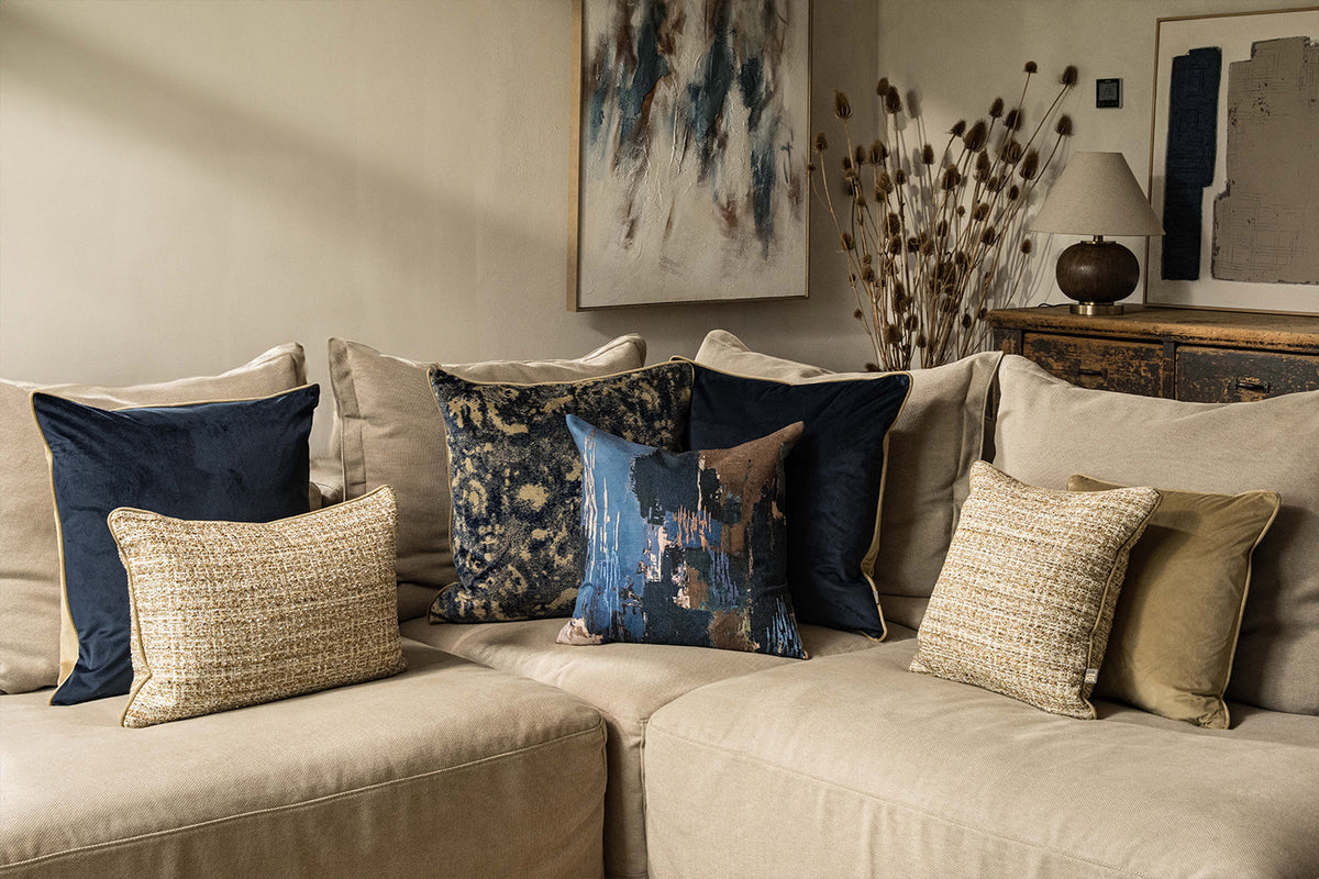 Mira Cushion | Navy/Sand | 58 x 58 cm-2