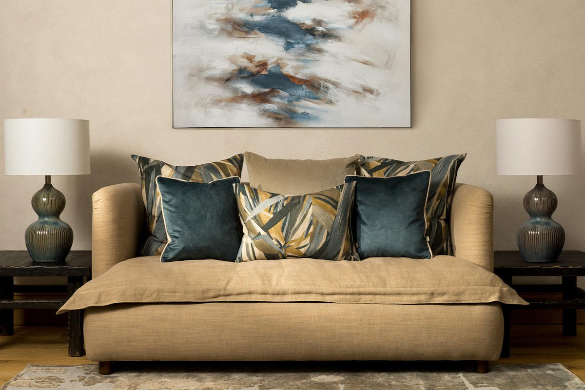 Elin Cushion | Natural/Blue | 58 x 58 cm-3