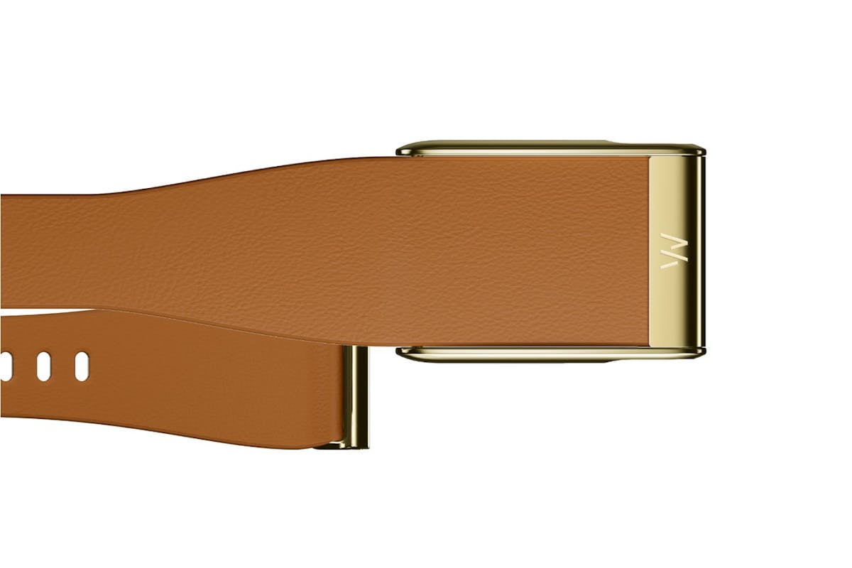 Whoop MG LeatherLuxe Tapered Band | Camel & Gold | S/M-3