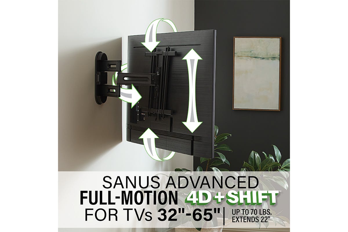 SANUS Advanced Full-Motion 4D Shift for 32"- 65"|  TV Wall Mount | VMF922-B2-3