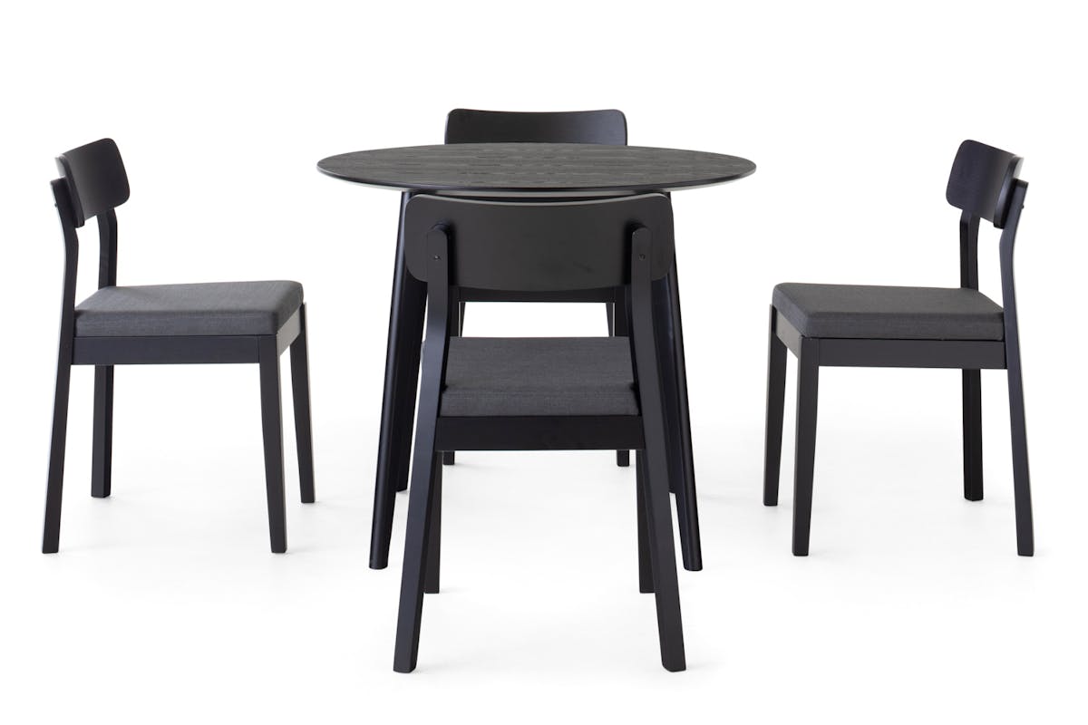 Raven Dining Set | Table & 4 Chairs | Black